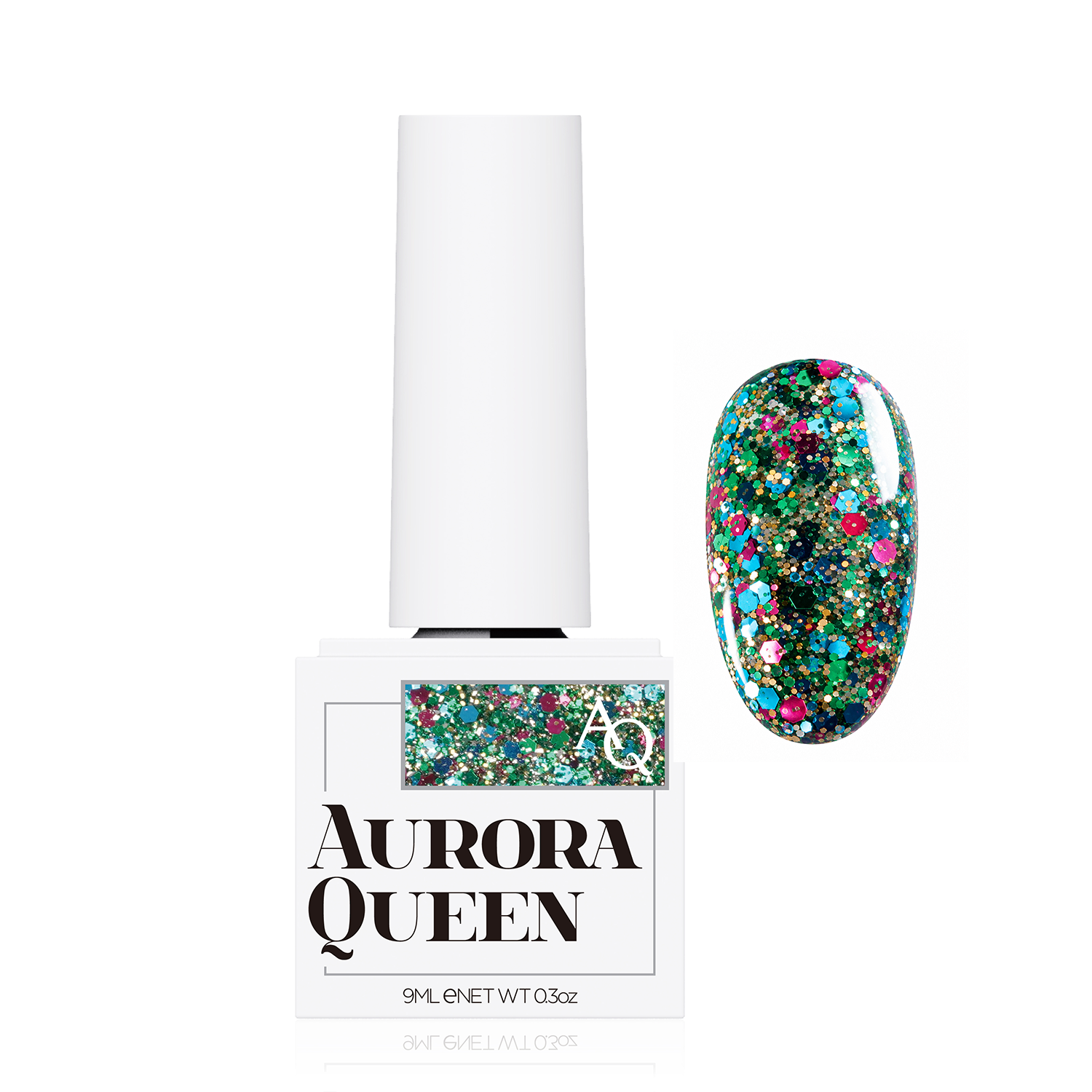 Aurora Queen AQ.39 Banyan Tree – Yeşil Multicolor Glitter Jel Oje