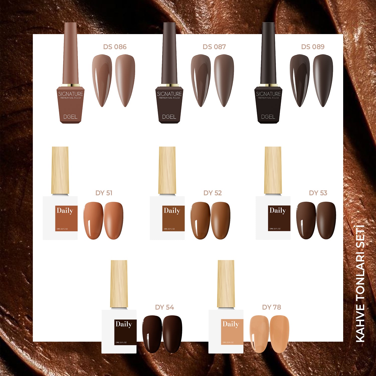 Brown Edit – 8’li Kore Jel Oje Kahve Tonları Seti