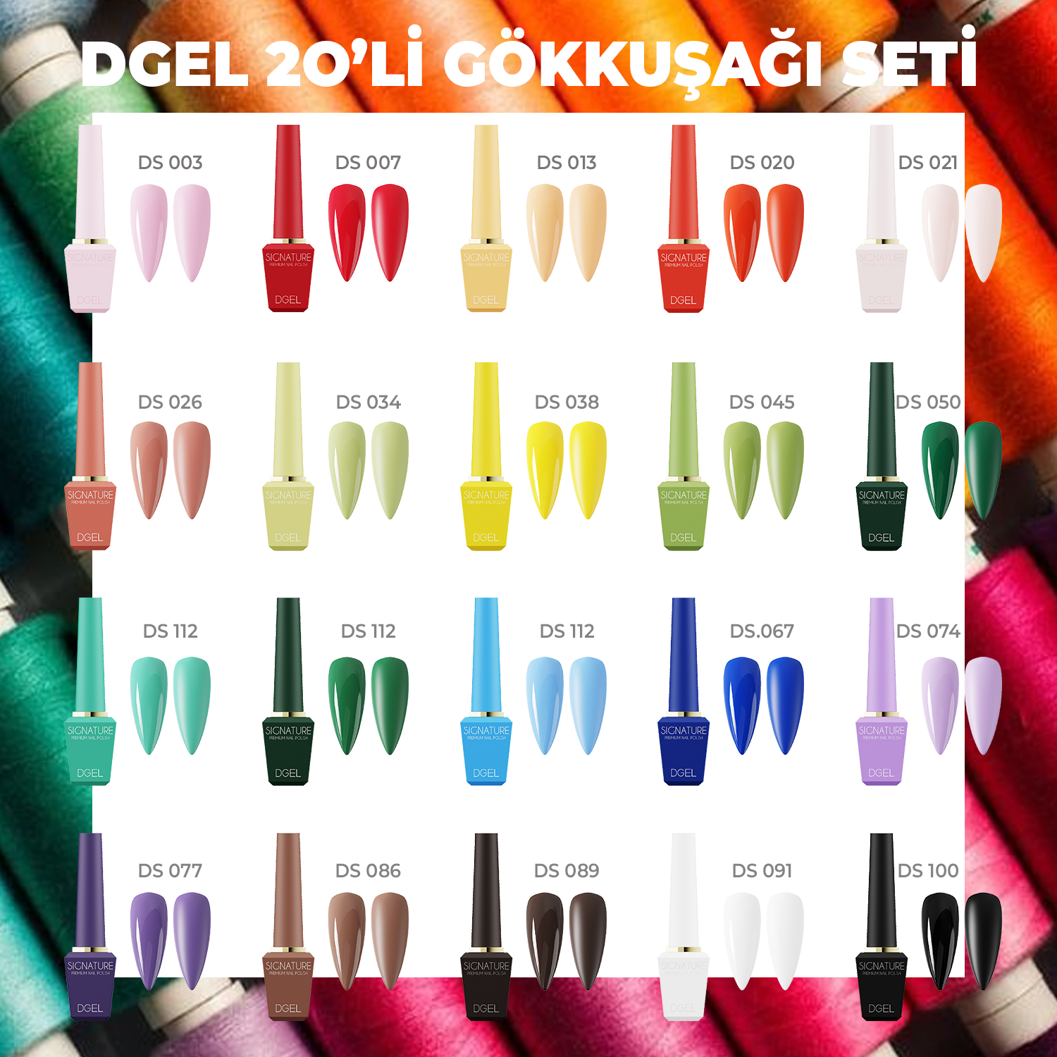 DGel Gökkuşağı – 20’li Kore Jel Oje Profesyonel Salon Seti