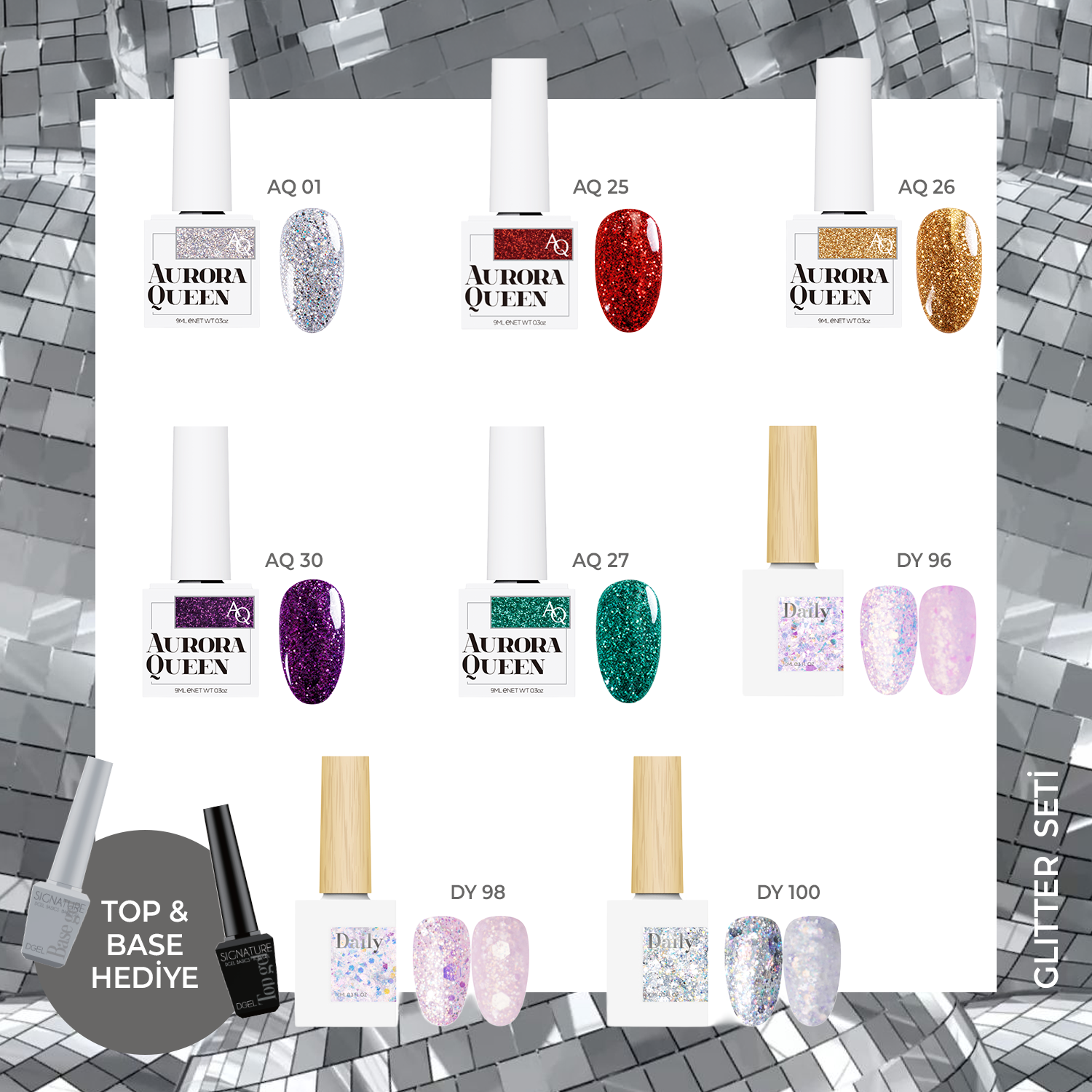 Glitter Edit – 8’li Kore Glitter Jel Oje Seti