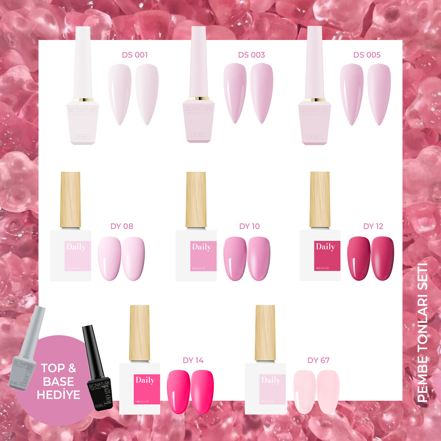 Pink Edit – 8’li Kore Jel Oje Pembe Tonları Seti